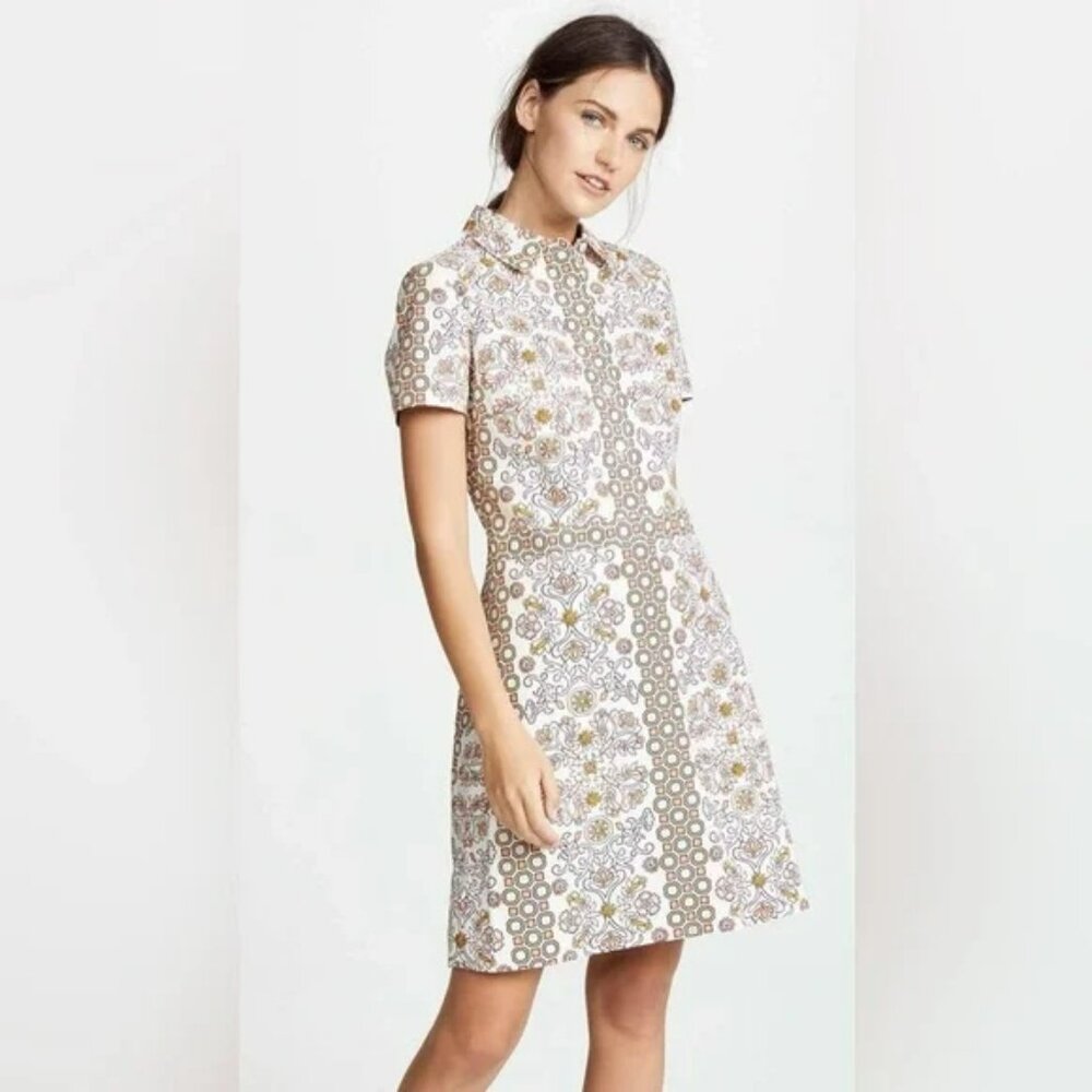 Tory Burch Port Garden-Print Shirtdress Dress.  SZ 2